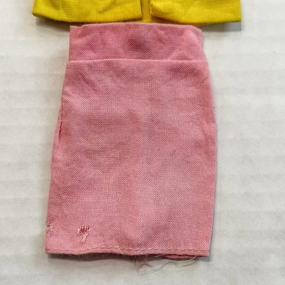 Vintage 1960's Barbie Skirt, Shirt, And Jacket Yellow And‎ Pink Outfit